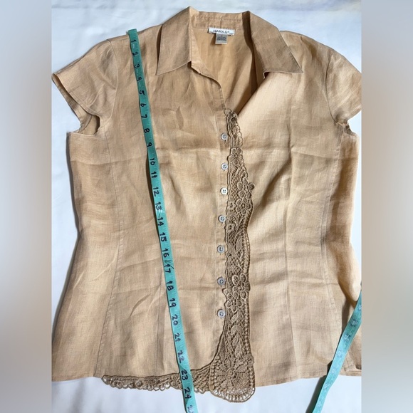 HAROLD’S Tan linen lace front‎ blouse size M. - Picture 12 of 12